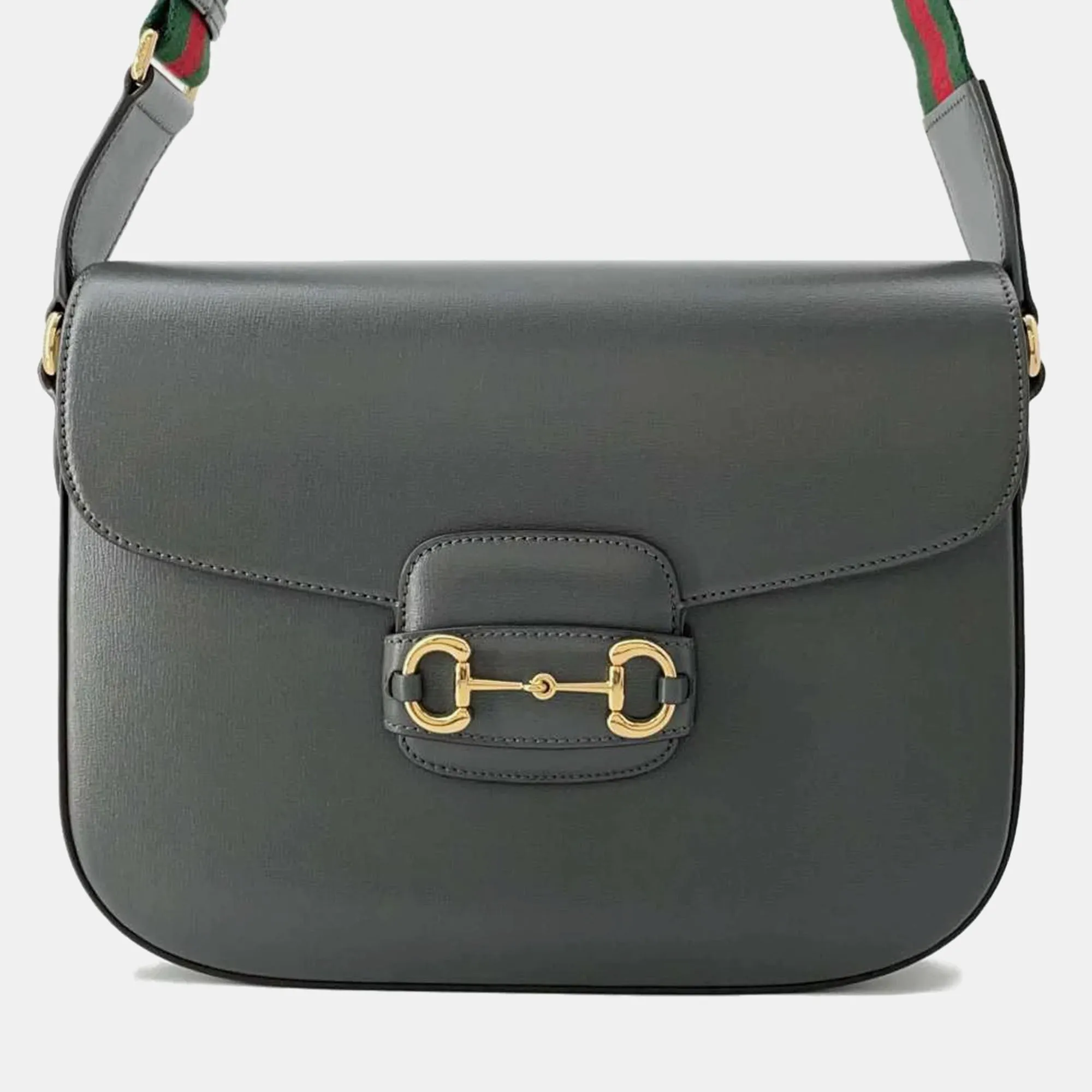 Grey Leather Horsebit 1955 Shoulder Bag