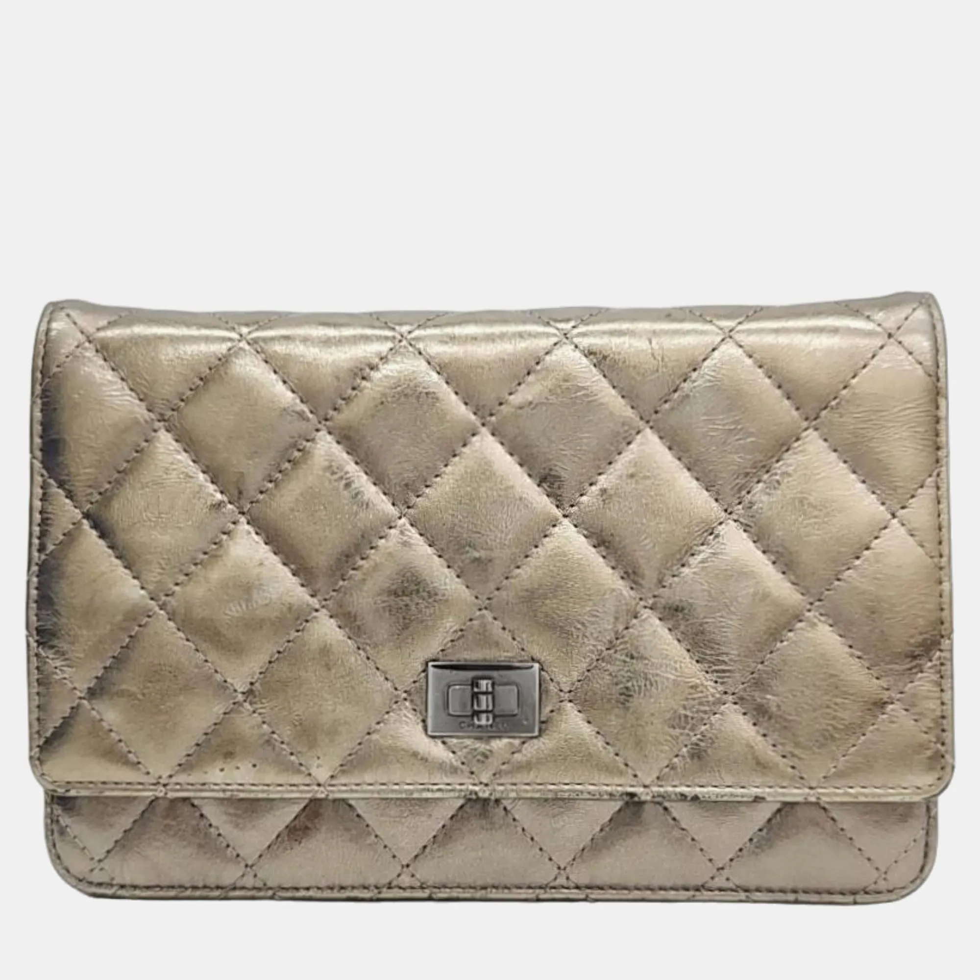Grey Leather Reissue Wallet on Chain