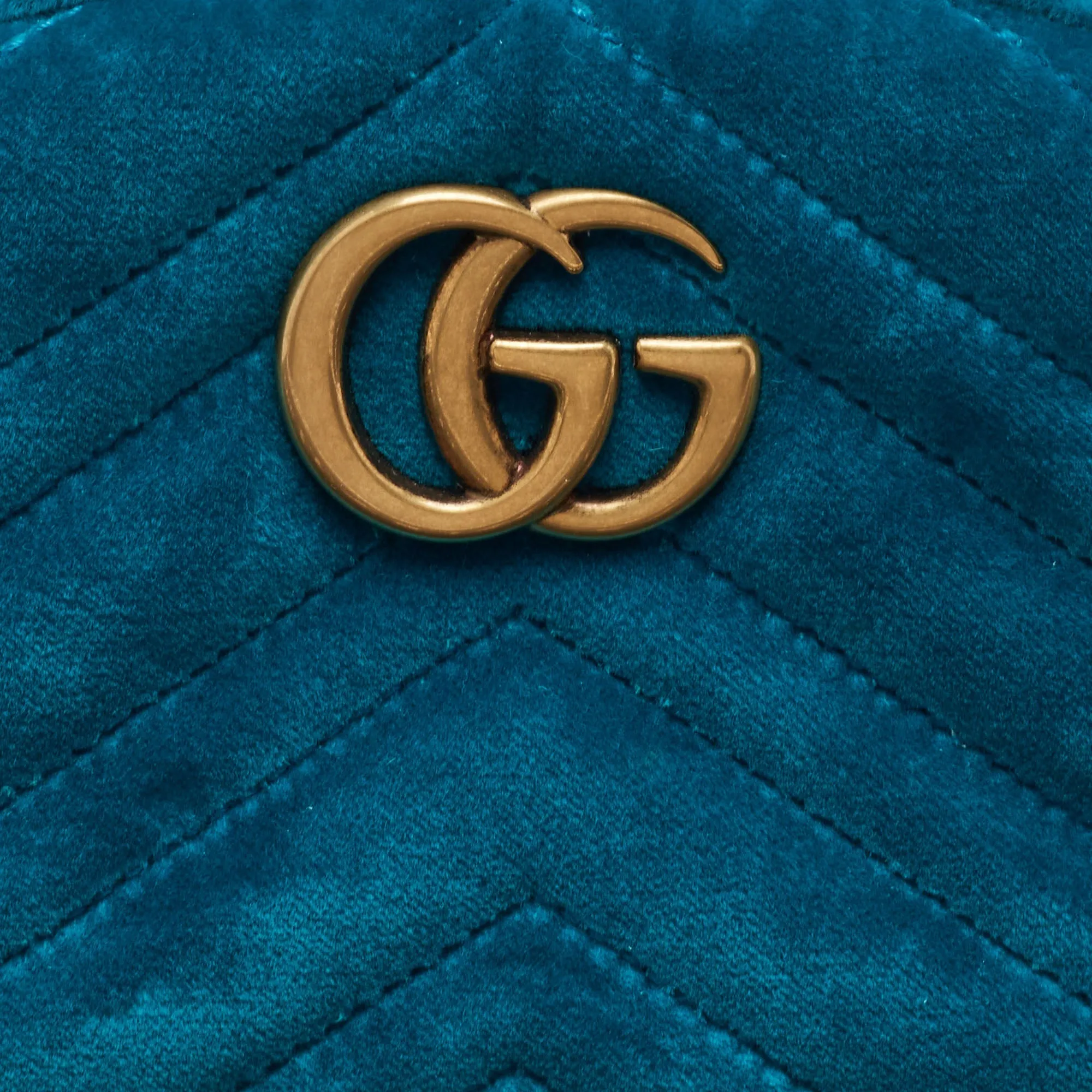 Gucci Teal Matelass&eacute; Velvet Gg Marmont Belt Bag