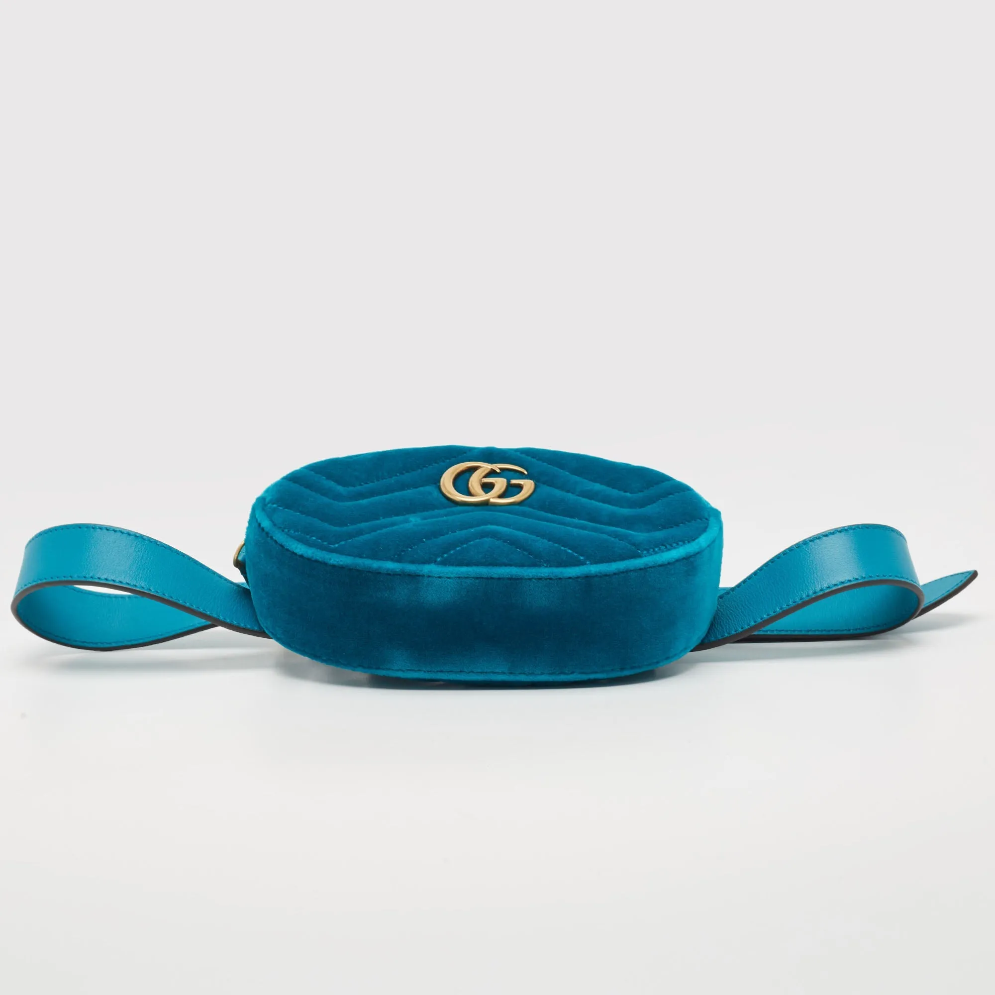 Gucci Teal Matelass&eacute; Velvet Gg Marmont Belt Bag