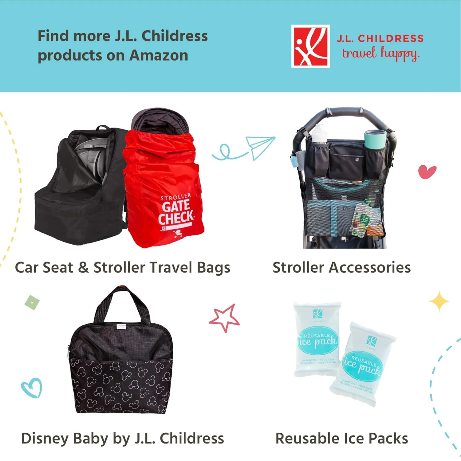 J.L. Childress TwoCOOL Breastmilk Cooler - Double Baby Bottle & Food Bag - Ice Pack Included - Fits 2-4 Bottles - Insulated & Leak Proof Bottle Bag - Breastmilk Cooler Bag for Travel - Grey/TealClover