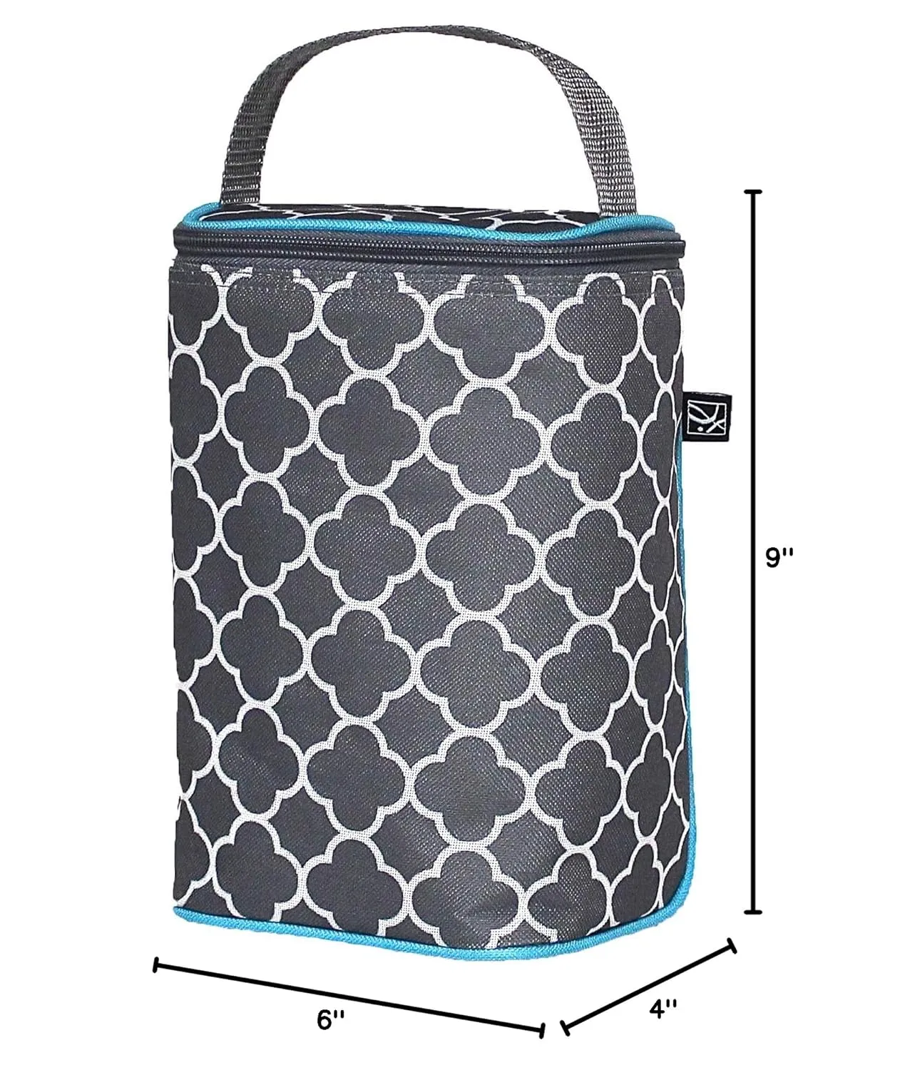 J.L. Childress TwoCOOL Breastmilk Cooler - Double Baby Bottle & Food Bag - Ice Pack Included - Fits 2-4 Bottles - Insulated & Leak Proof Bottle Bag - Breastmilk Cooler Bag for Travel - Grey/TealClover