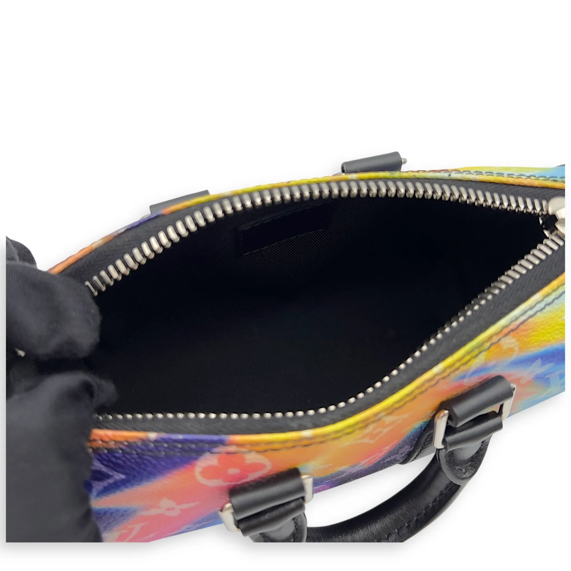 Keepall Crossbody Bag  Black in Coated Canvas , Silver Hardware