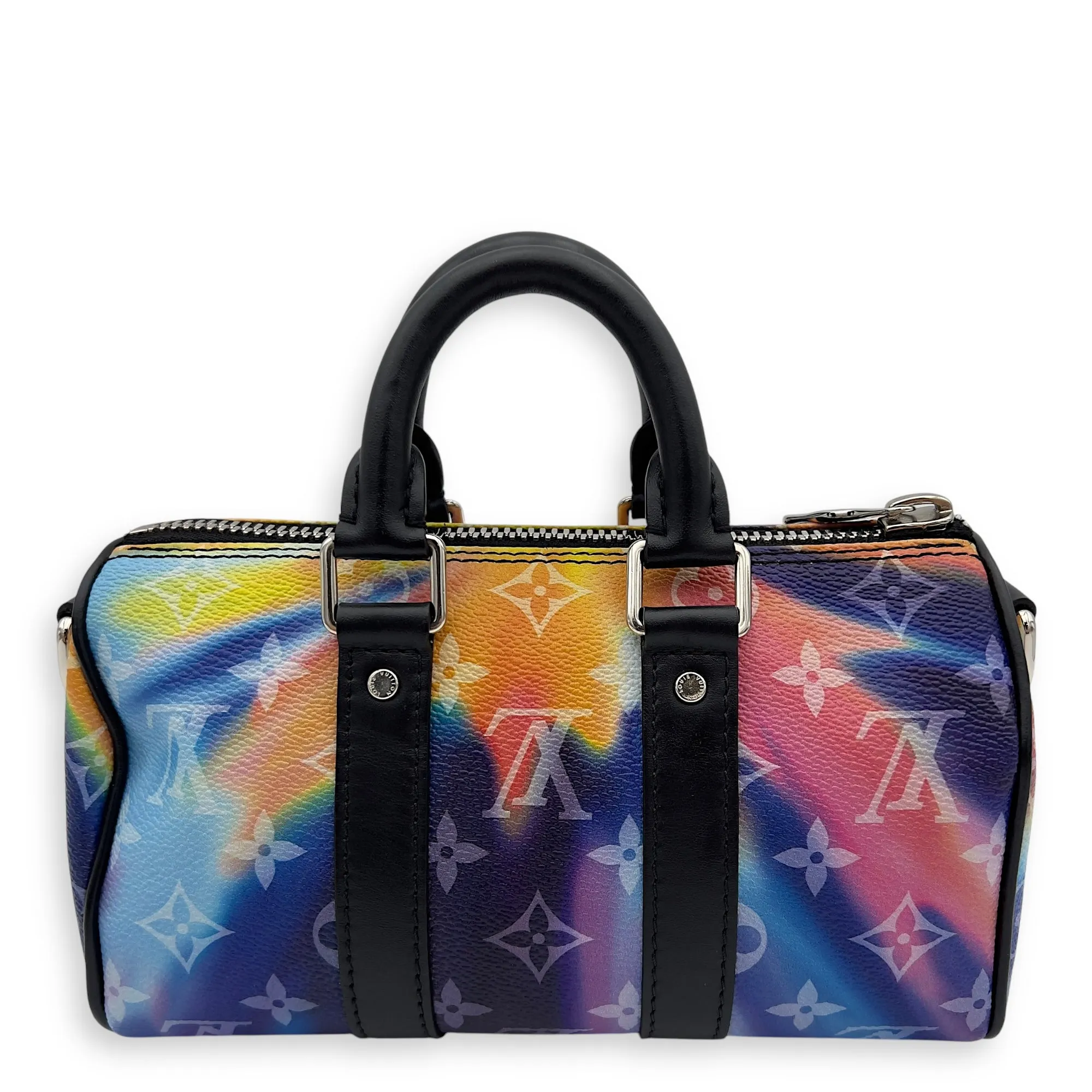 Keepall Crossbody Bag  Black in Coated Canvas , Silver Hardware