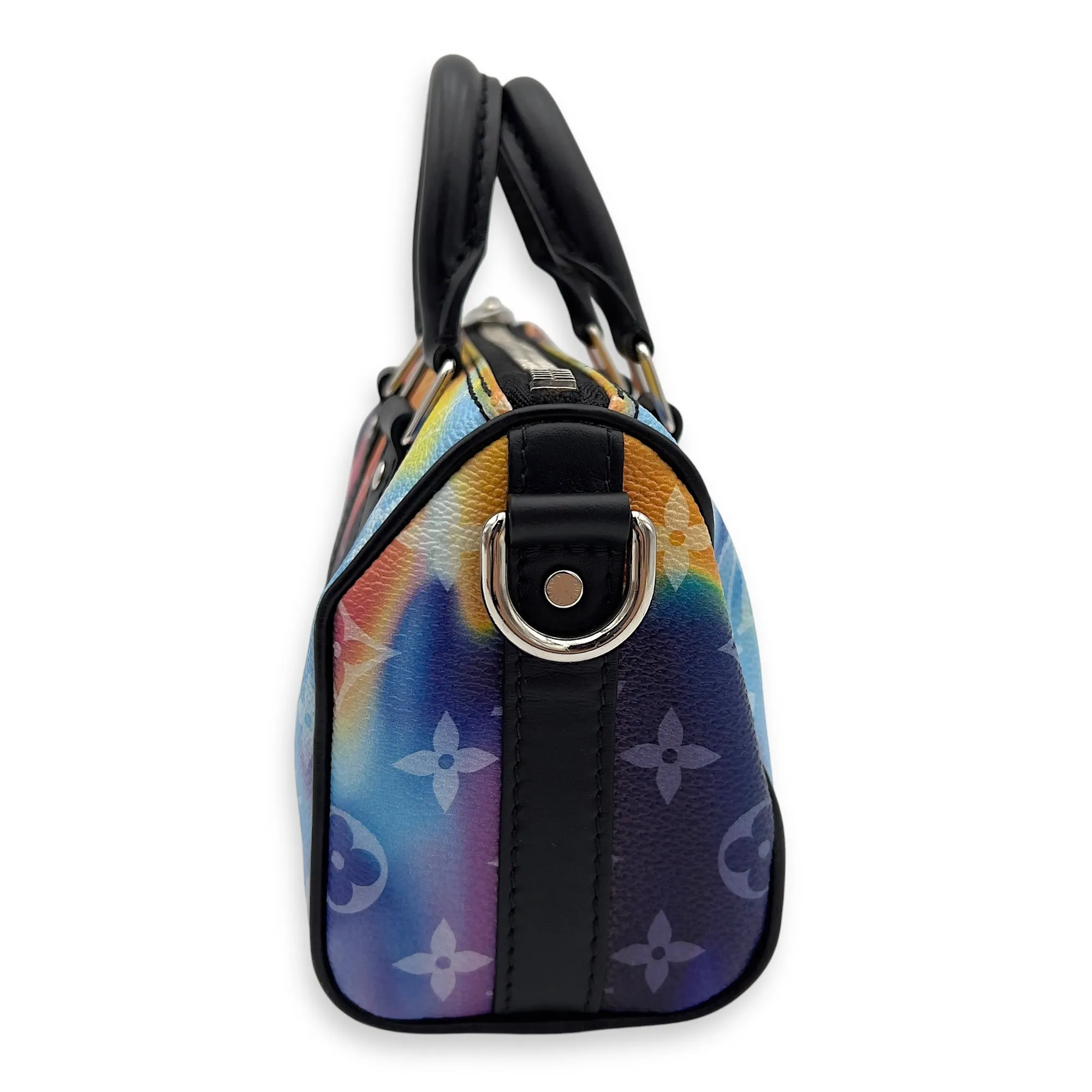 Keepall Crossbody Bag  Black in Coated Canvas , Silver Hardware