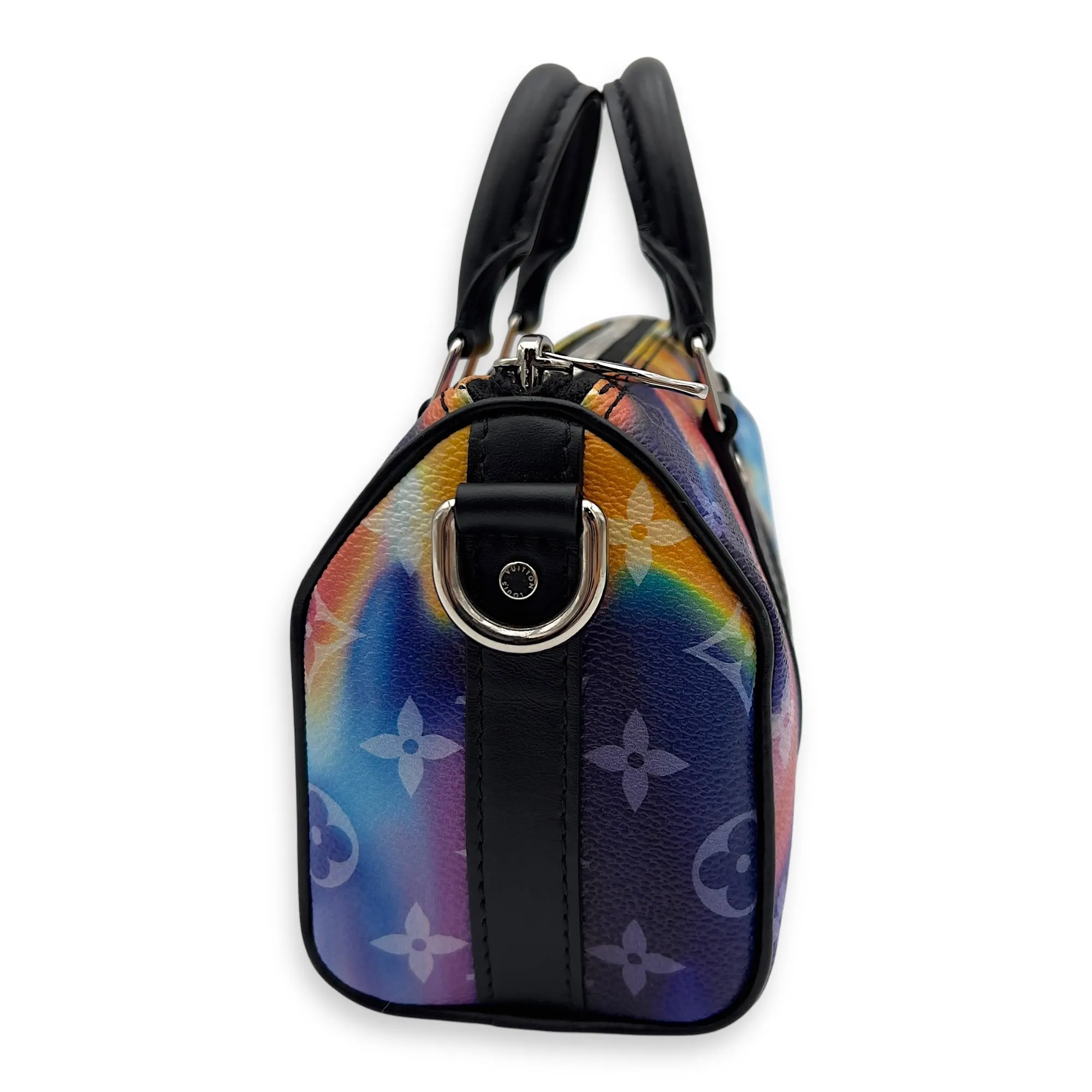 Keepall Crossbody Bag  Black in Coated Canvas , Silver Hardware