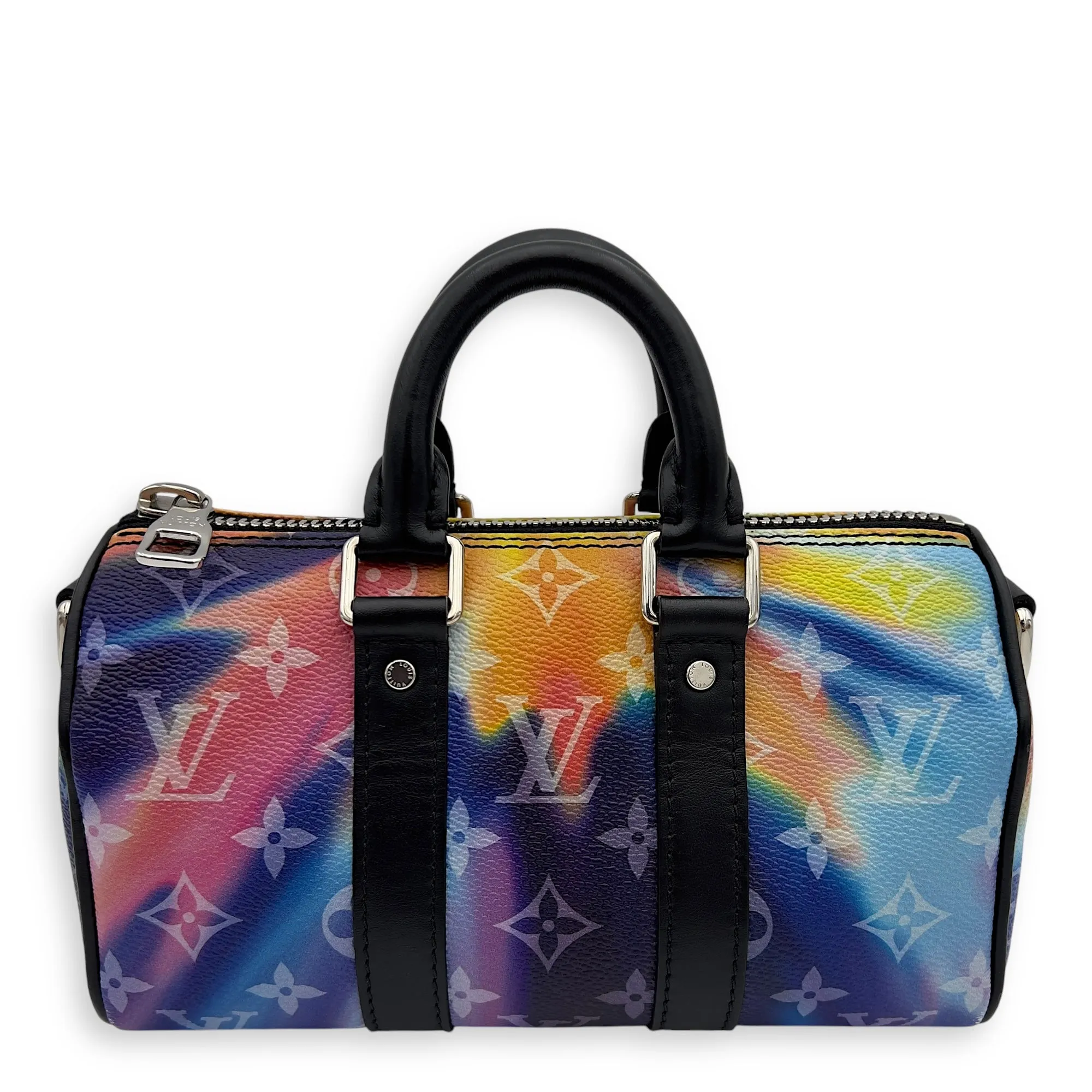 Keepall Crossbody Bag  Black in Coated Canvas , Silver Hardware