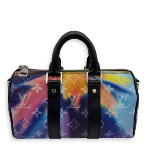 Keepall Crossbody Bag  Black in Coated Canvas , Silver Hardware