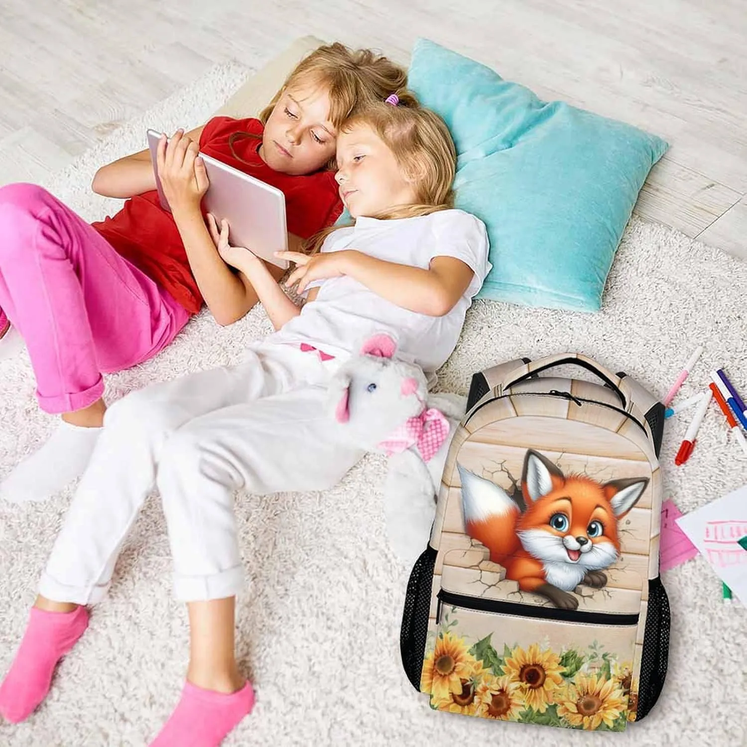 Kids Backpack, Cute Backpacks for Boys Girls 6-8, Preschool Elementary Kindergarten School Bag, 17 Inch Casual Animal Bookbags for School Travel Camping
