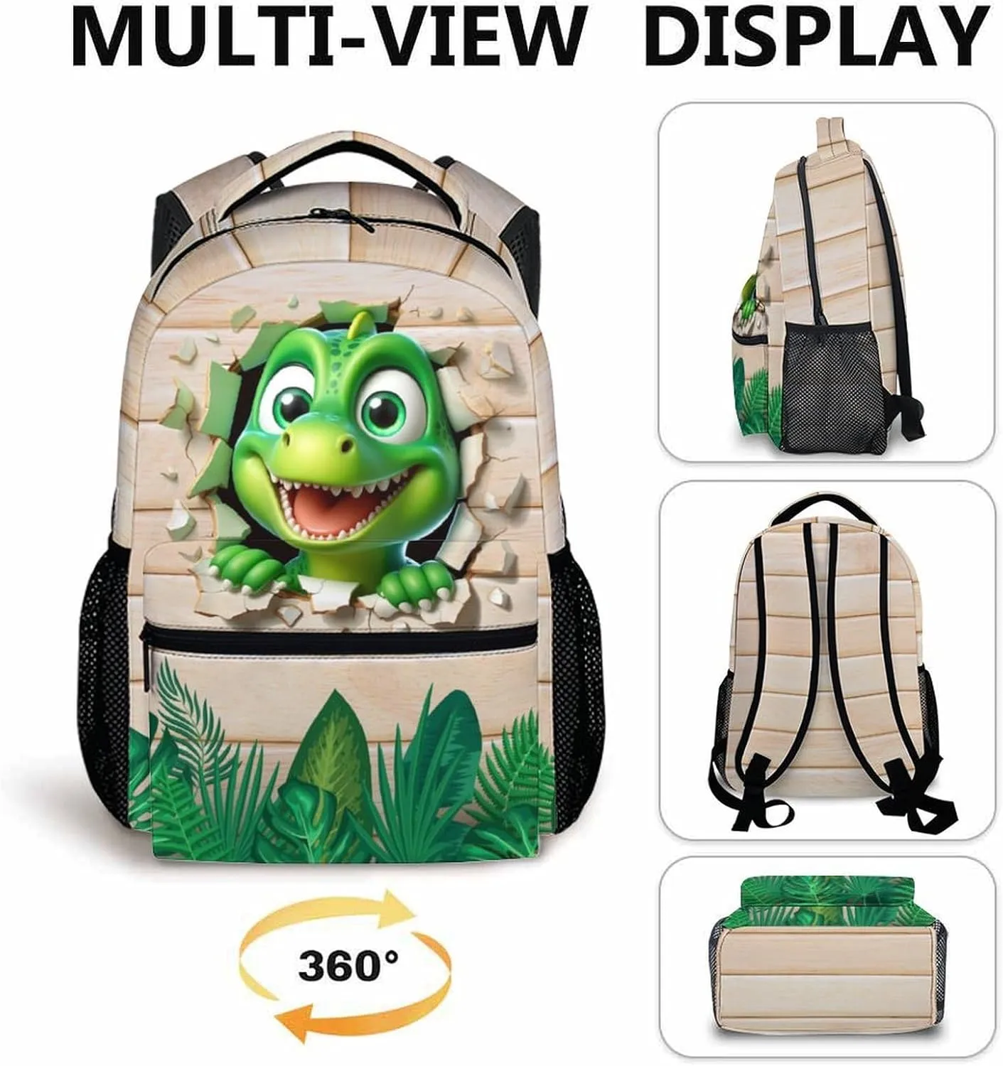 Kids Backpack, Dinosaur Backpacks, Funny Bookbag, Cool Animal Schoolbag for Boys Girls, 17 Inch Student Bookbags for Outdoor Picnic Travel School