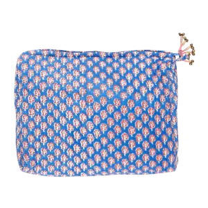 Large Quilted Pouch - Blue Lisbon Ditsy