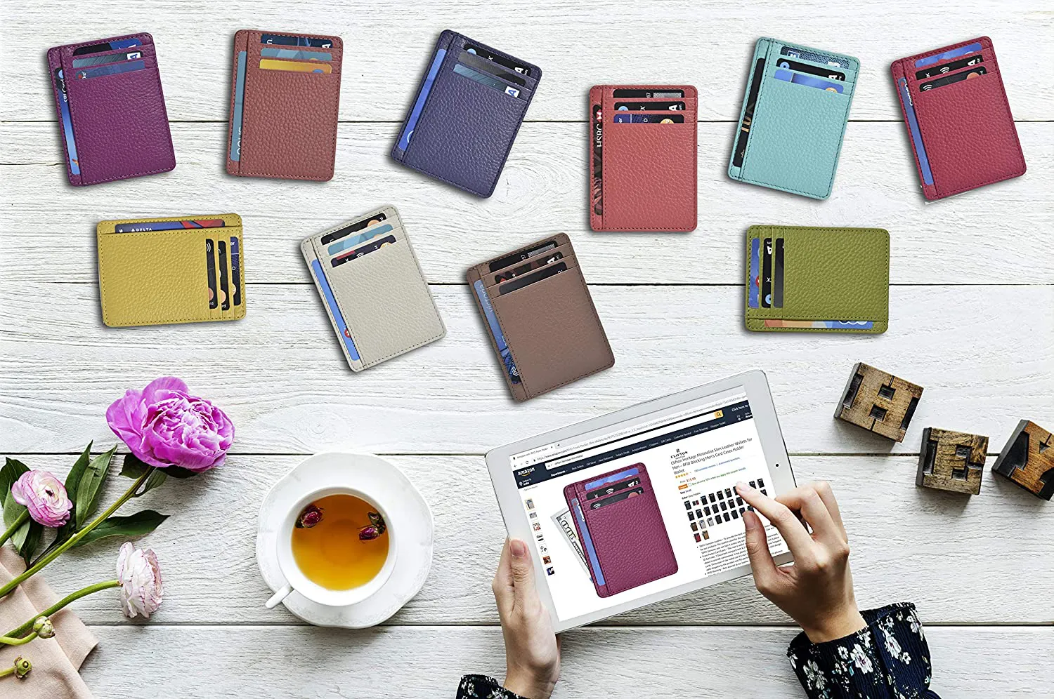 Leather Wallets for Women RFID Blocking Slim Small Designer Card Holder Wallet