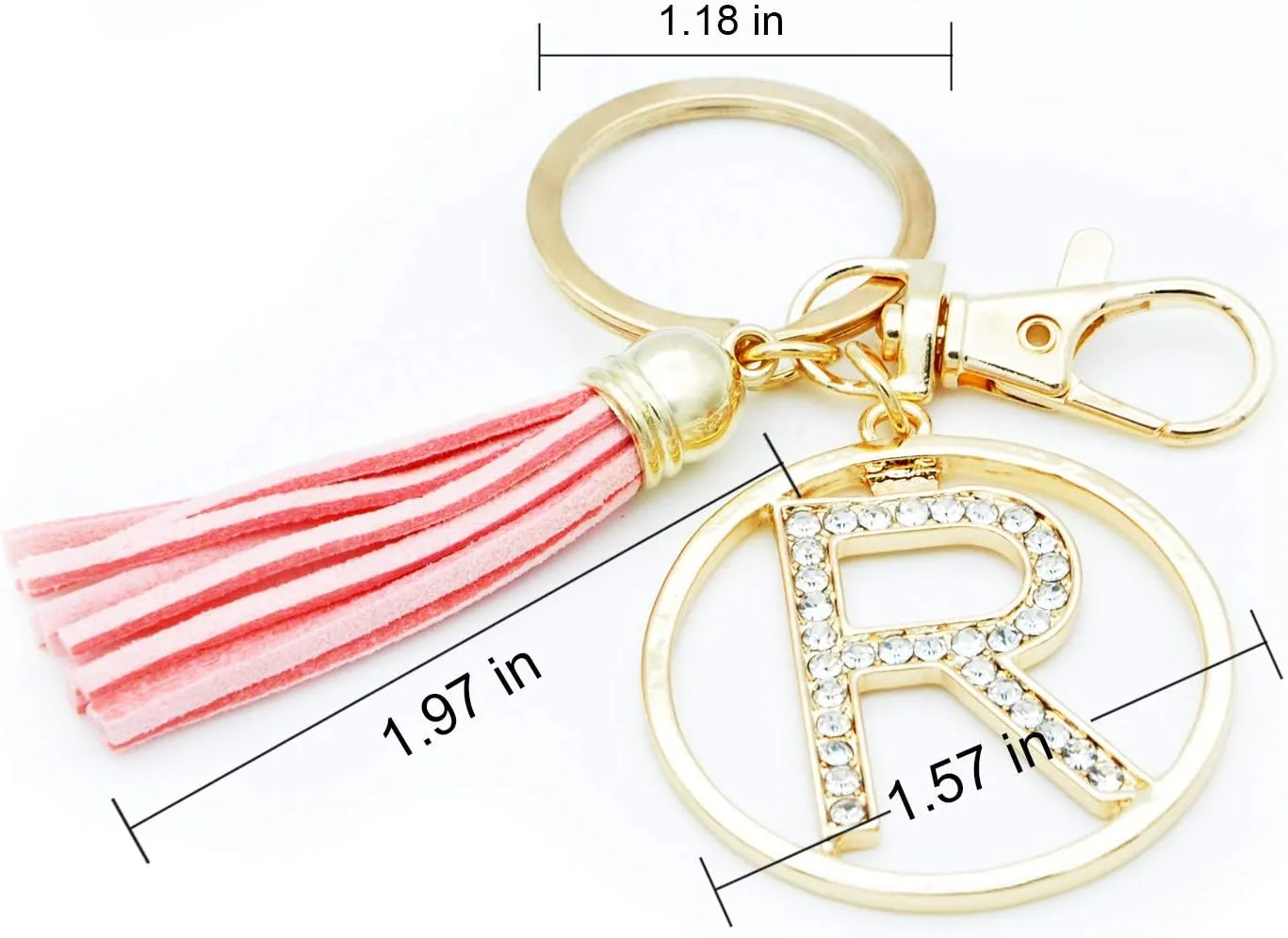 Letter Keychain for Women Purse Charms for Handbags Crystal Alphabet Initial Letter Pendant with Tassel