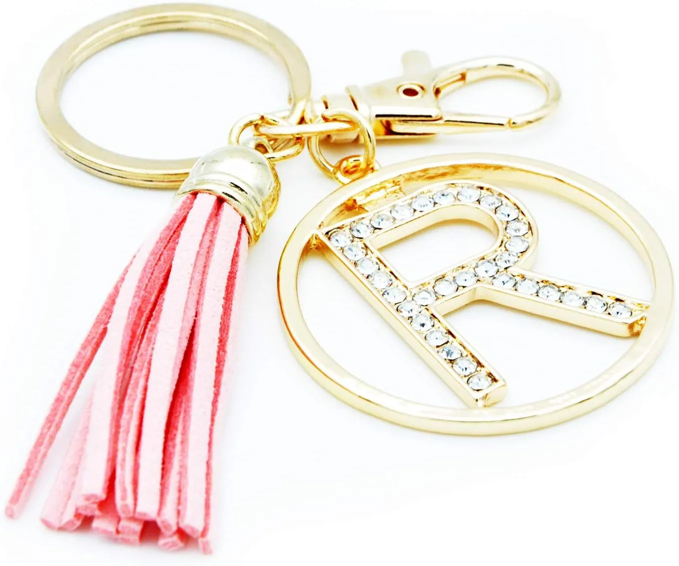 Letter Keychain for Women Purse Charms for Handbags Crystal Alphabet Initial Letter Pendant with Tassel