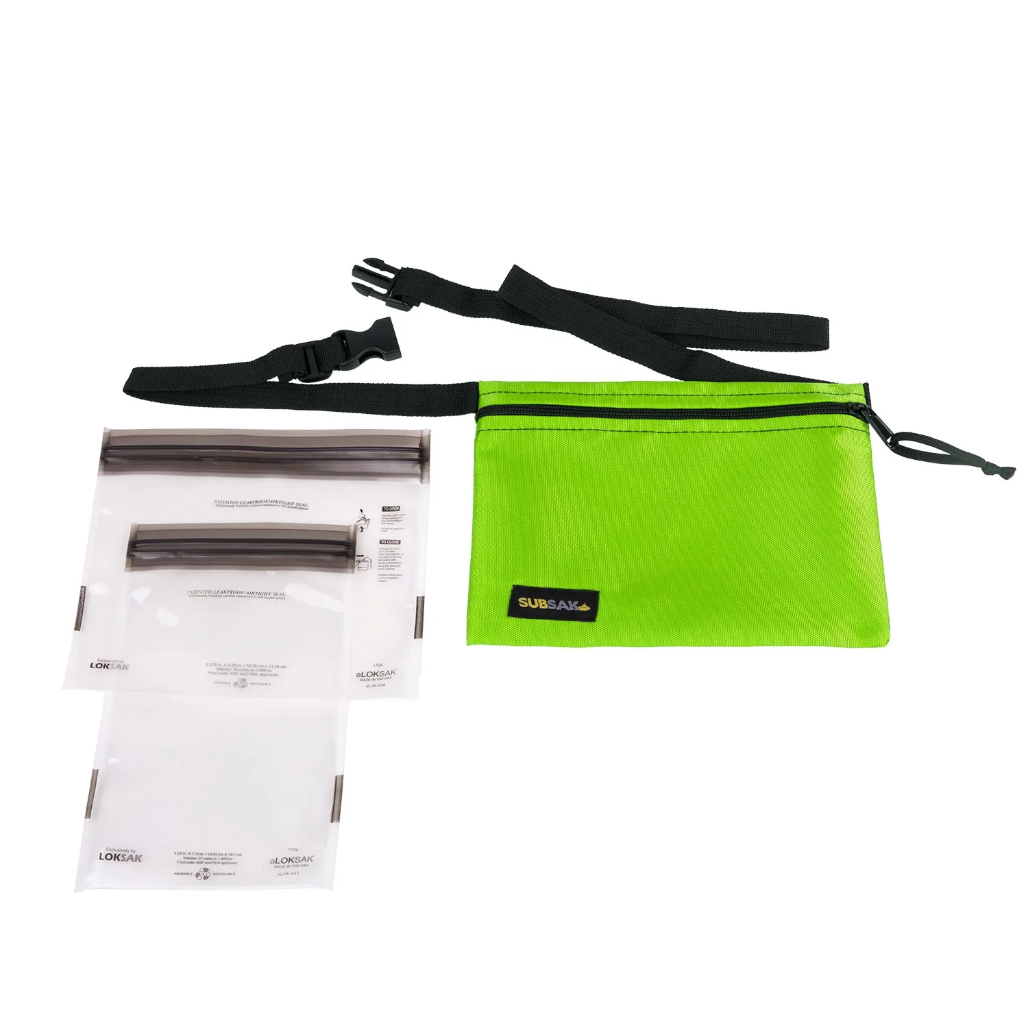 Loksak Subsak Adjustable Belt Waist Pack with 2 Waterproof Bags Inside
