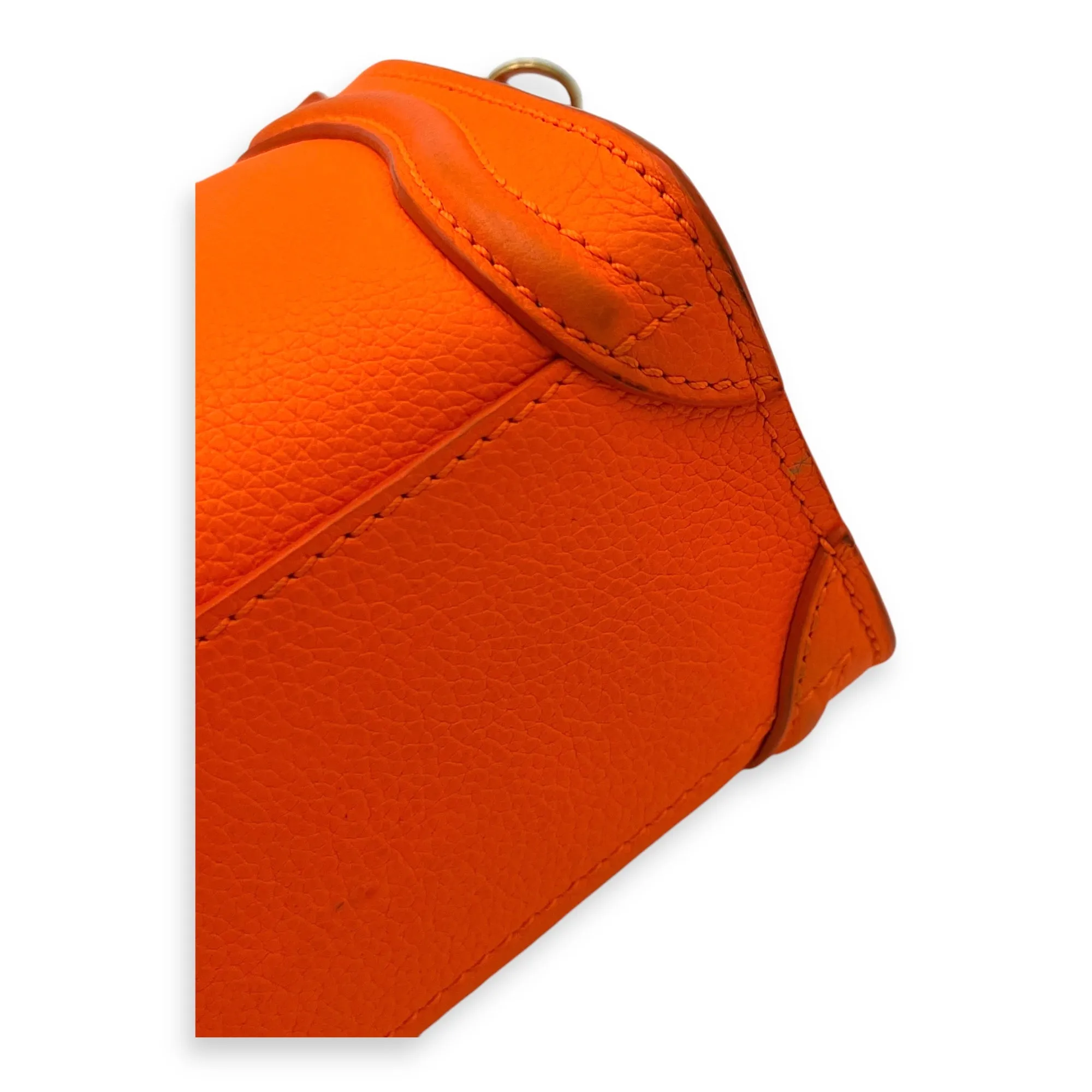 Luggage Nano Orange Crossbody Bag in Calfskin, Gold hardware