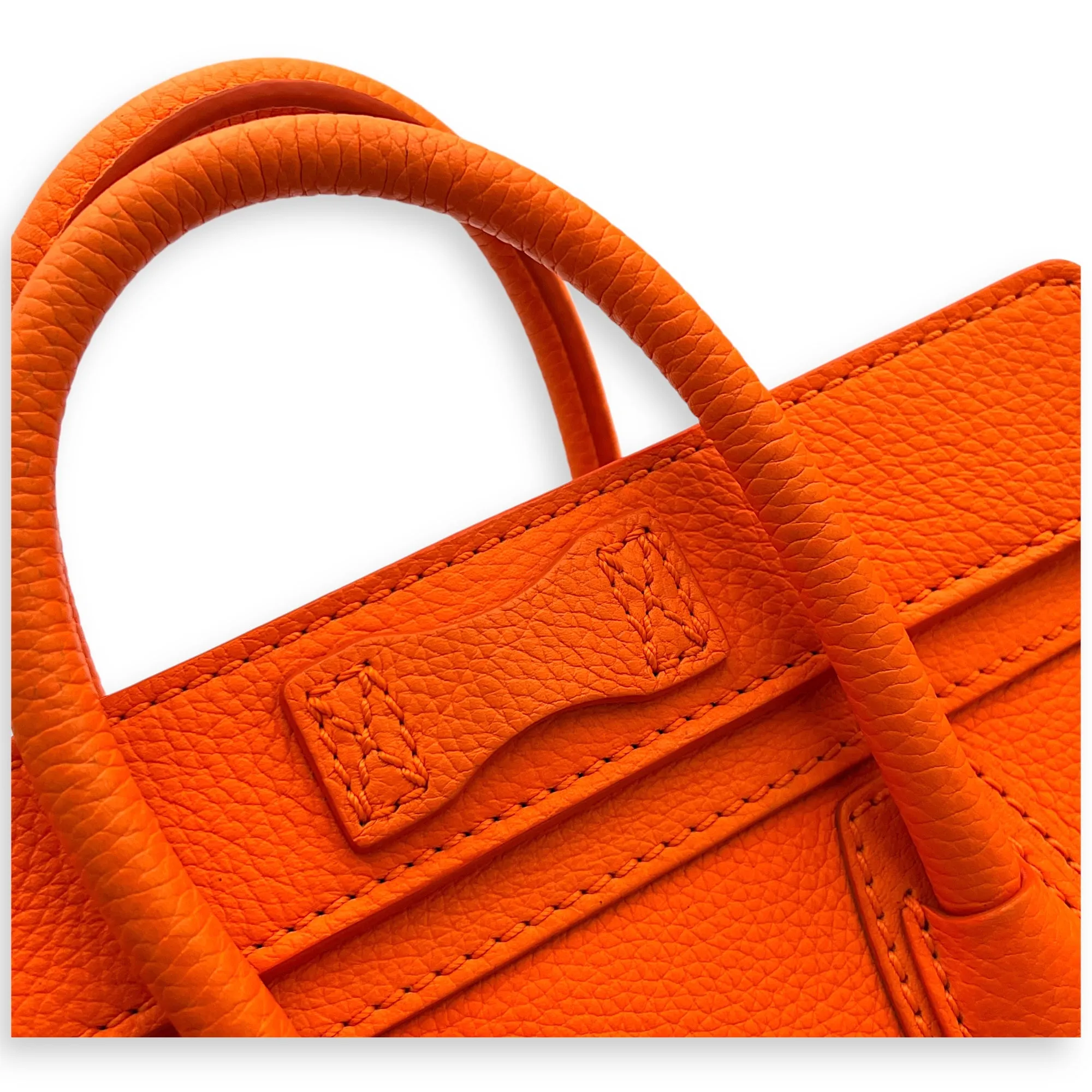 Luggage Nano Orange Crossbody Bag in Calfskin, Gold hardware