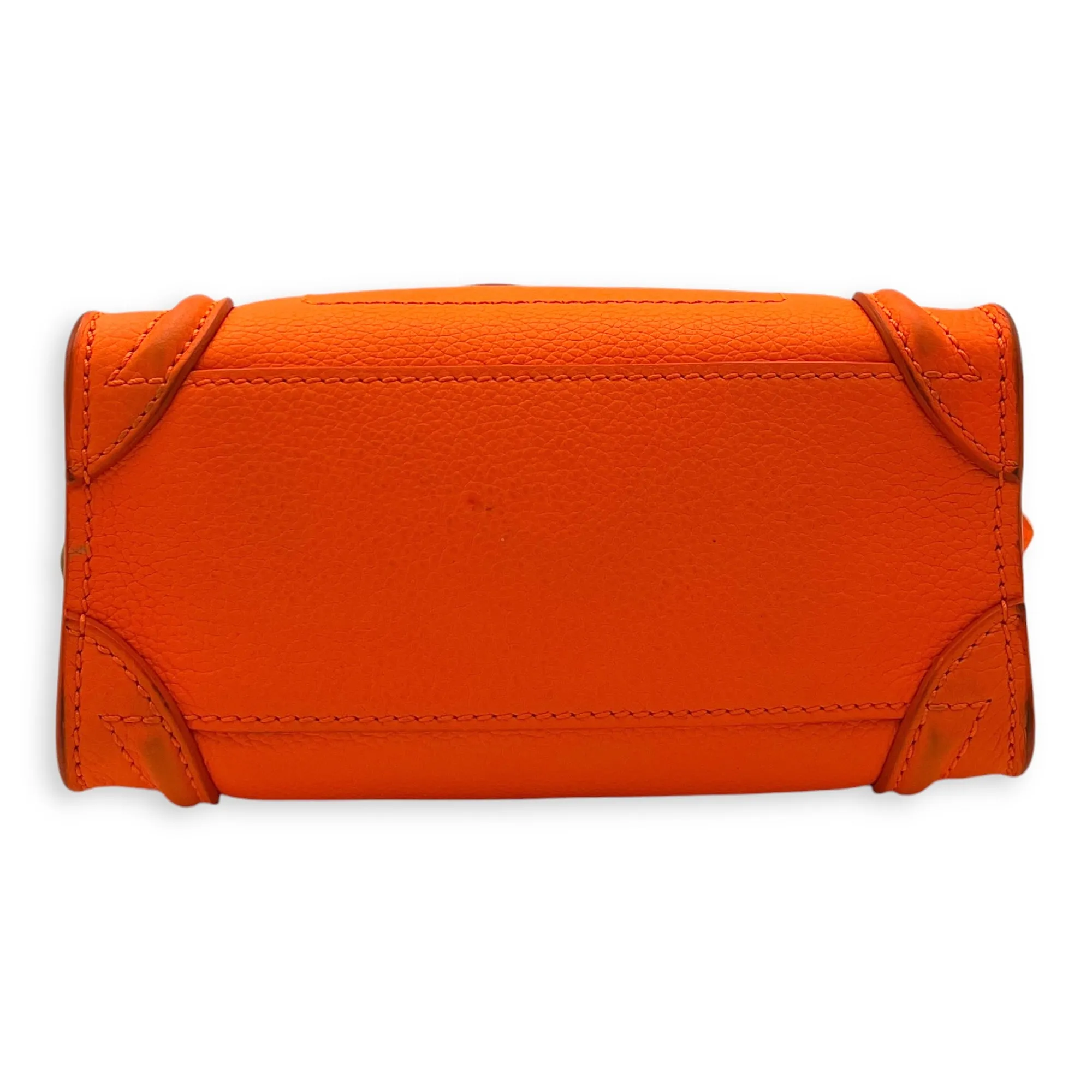 Luggage Nano Orange Crossbody Bag in Calfskin, Gold hardware