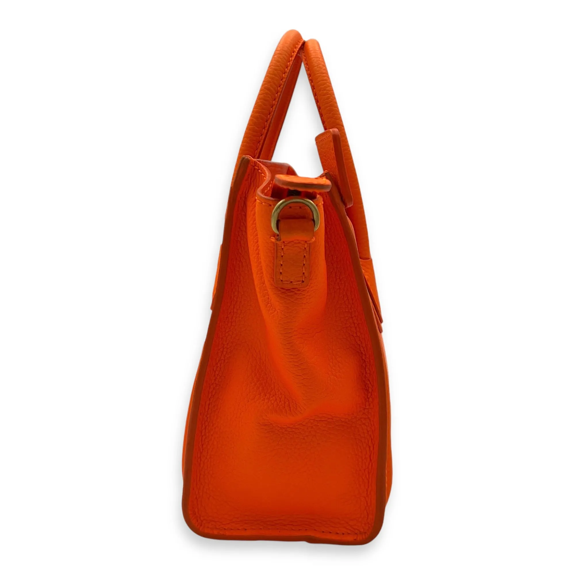 Luggage Nano Orange Crossbody Bag in Calfskin, Gold hardware