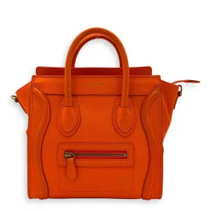 Luggage Nano Orange Crossbody Bag in Calfskin, Gold hardware