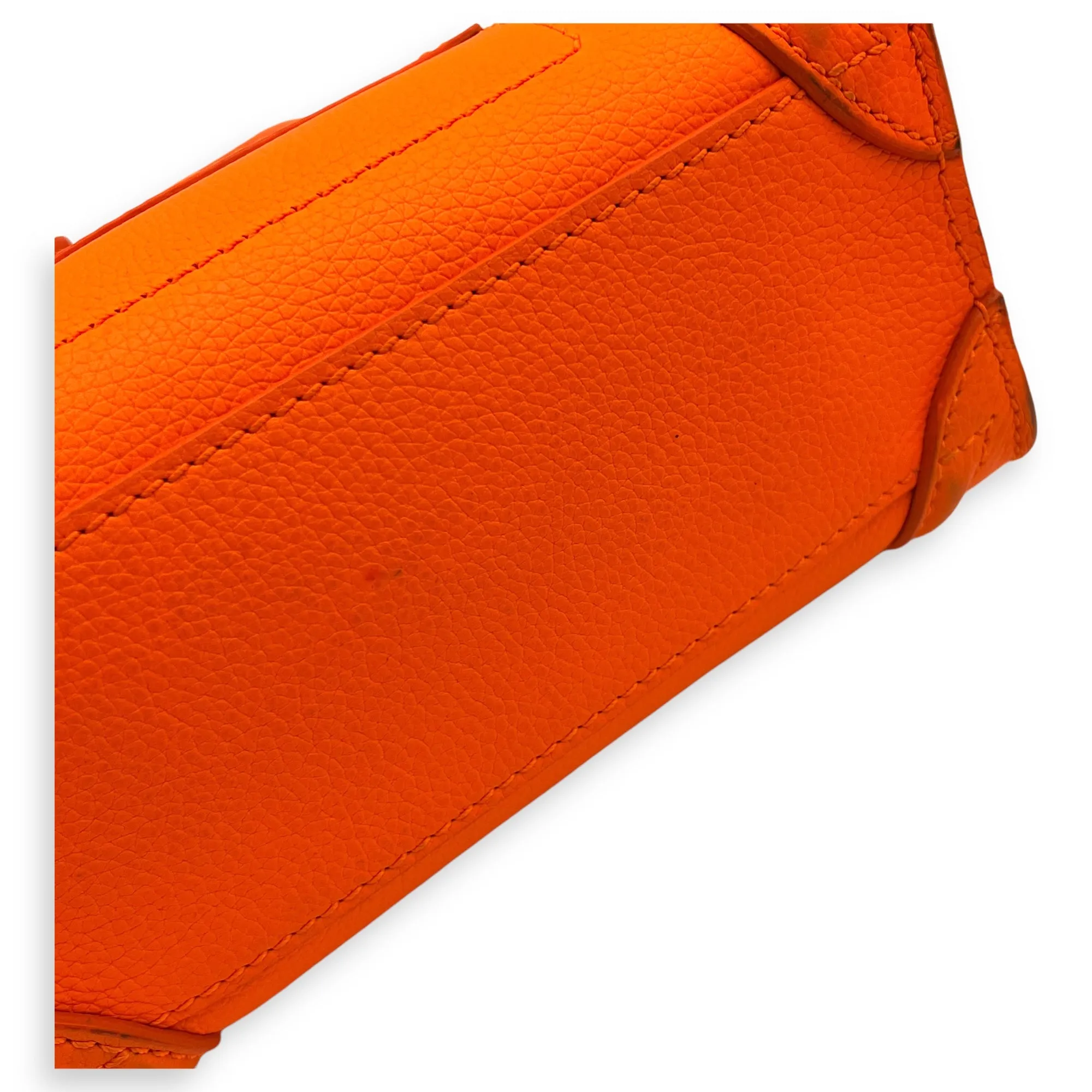 Luggage Nano Orange Crossbody Bag in Calfskin, Gold hardware