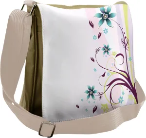Lunarable Floral Messenger Bag, Nature Themed Ivy Swirls, Unisex Cross-body