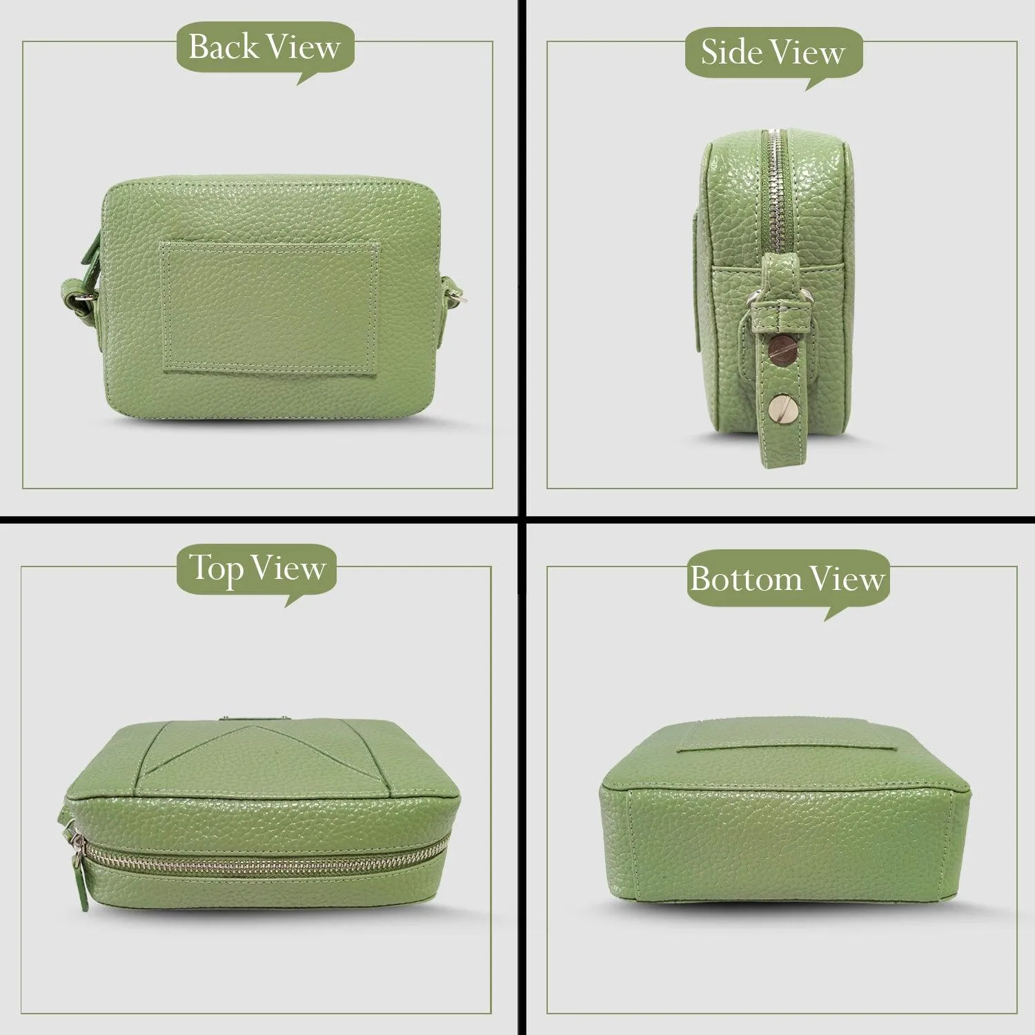 MANDAVA Women's PU Leather Crossbody Bag | Ladies Mini Shoulder Bag with Adjustable & Detachable Strap (Terrain Green)