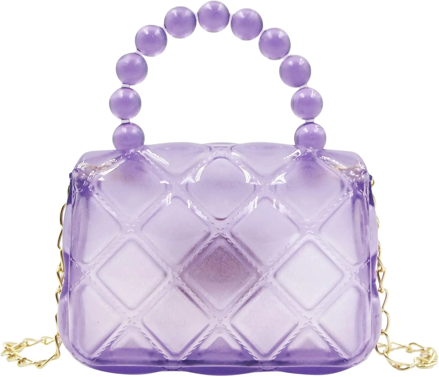 Mini Jelly Purse Candy Color Girls Transparent Crossbody Bag Cute Princess Handbags with Pearl Handle
