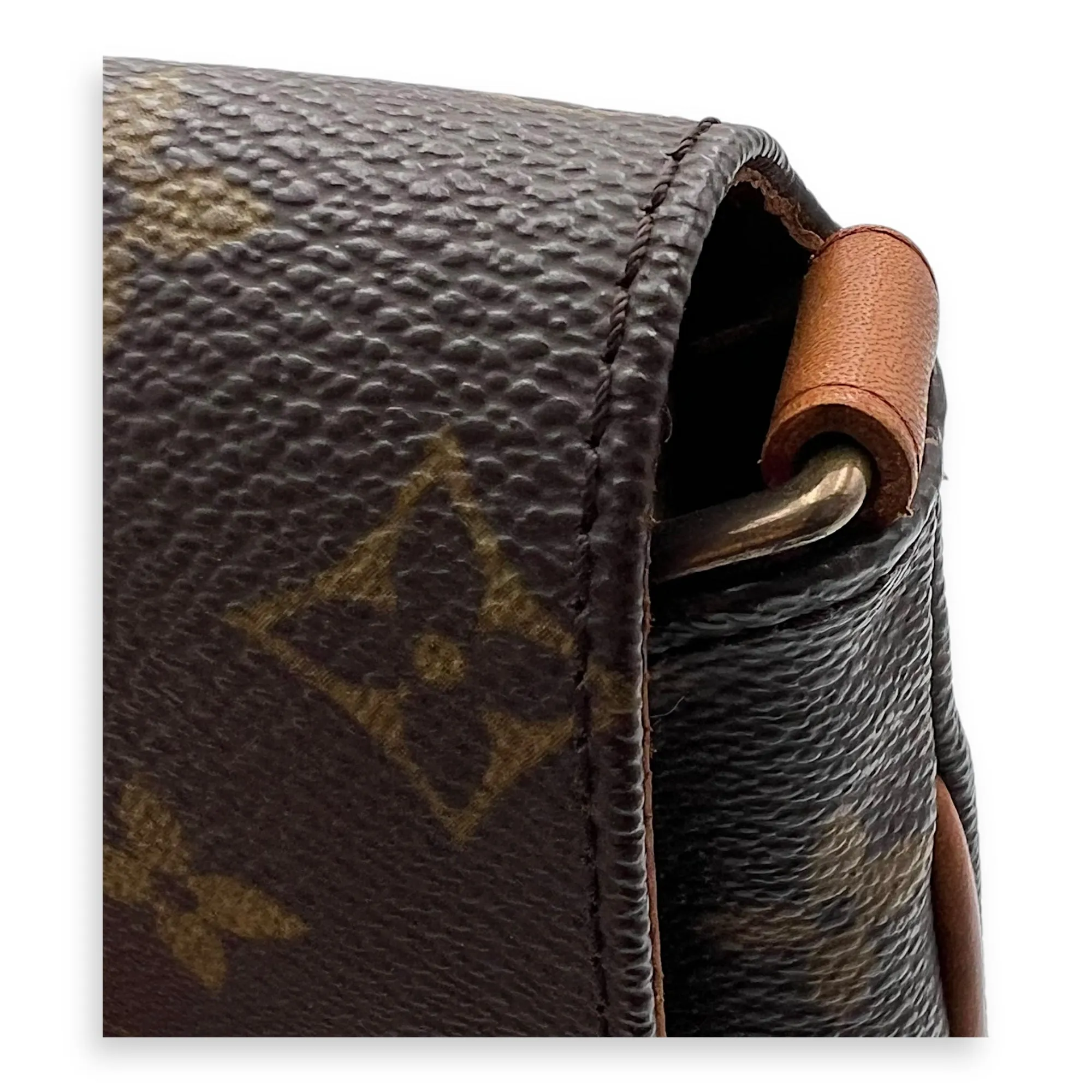Musette Salsa Crossbody Bag Brown in Monogram Coated Canvas, Gold hardware