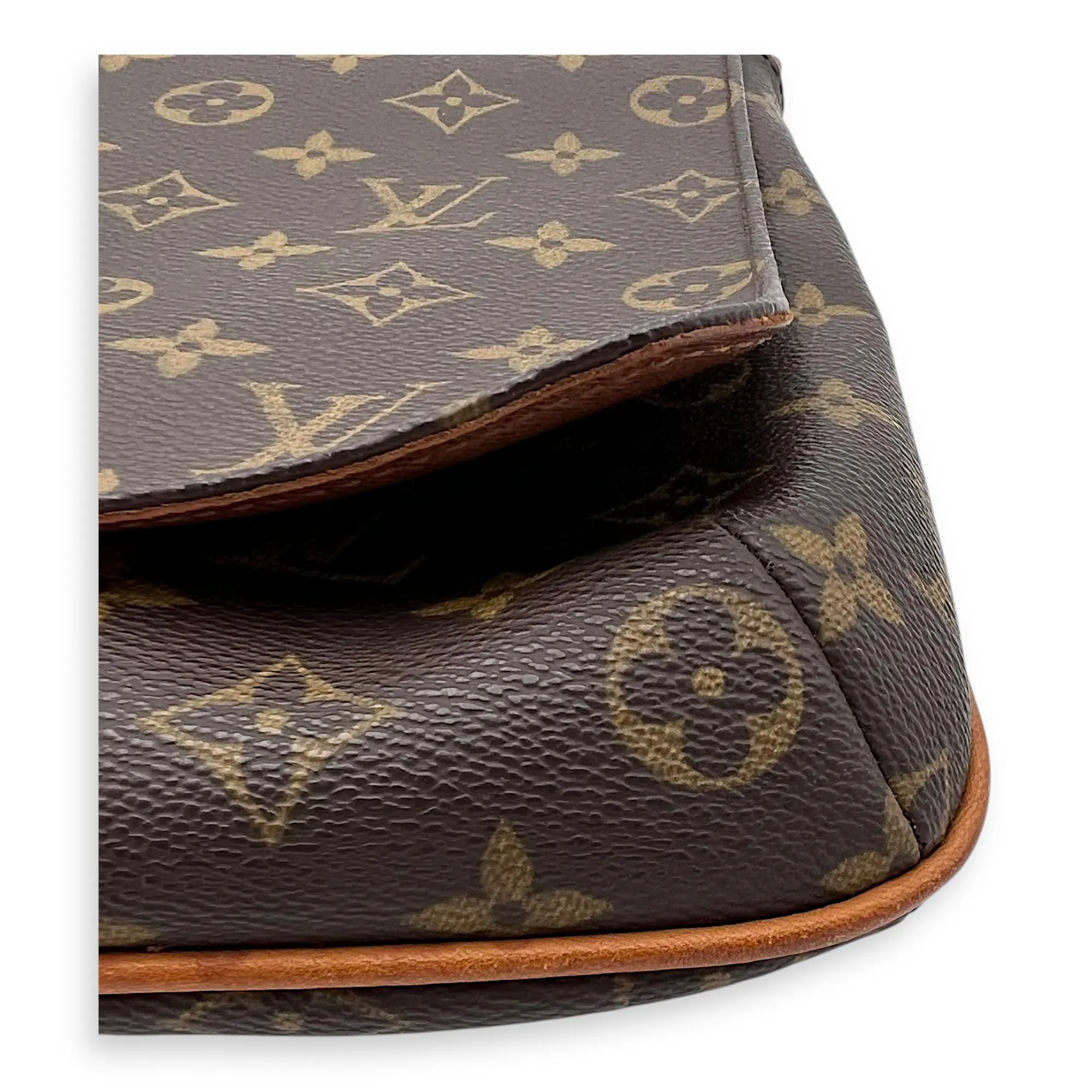 Musette Salsa Crossbody Bag Brown in Monogram Coated Canvas, Gold hardware