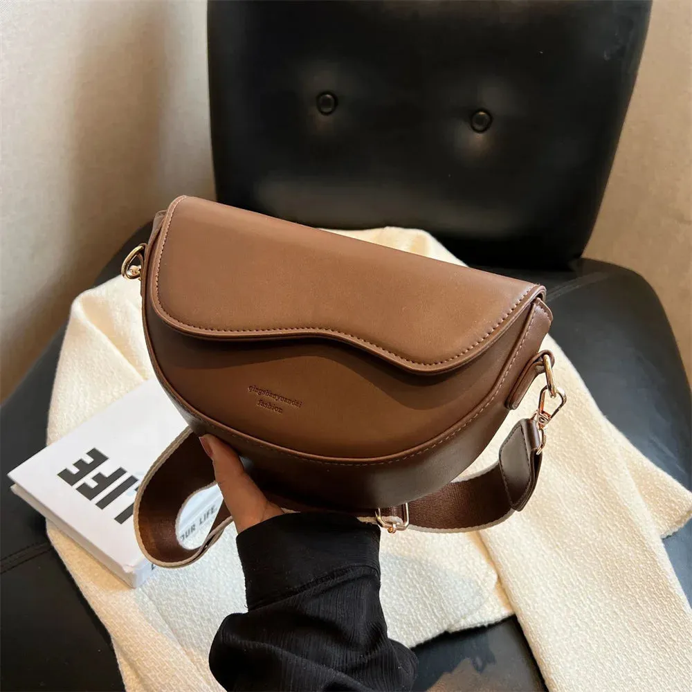 New Pu Leather Women's Crossbody Bag with Red Strap Style
