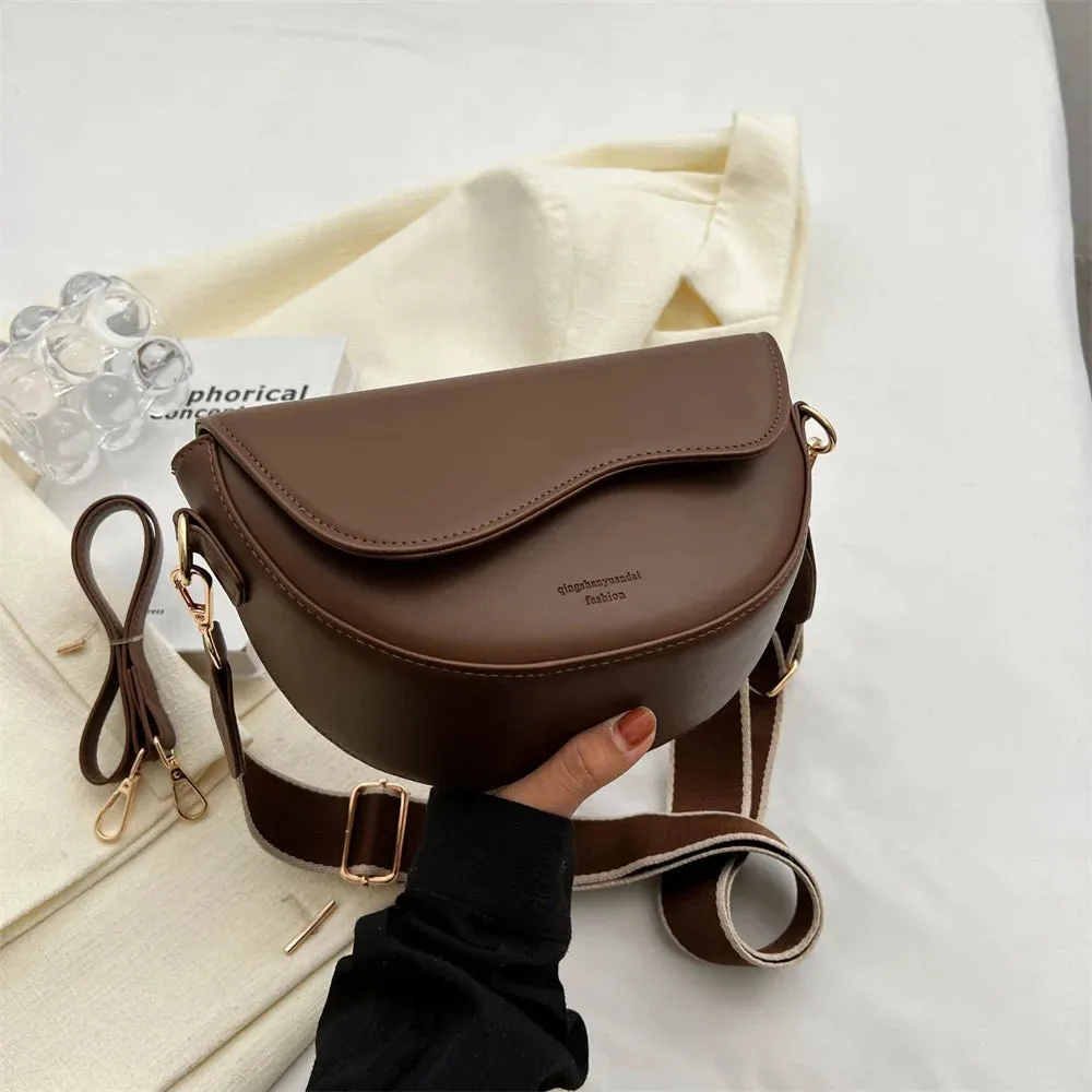 New Pu Leather Women's Crossbody Bag with Red Strap Style
