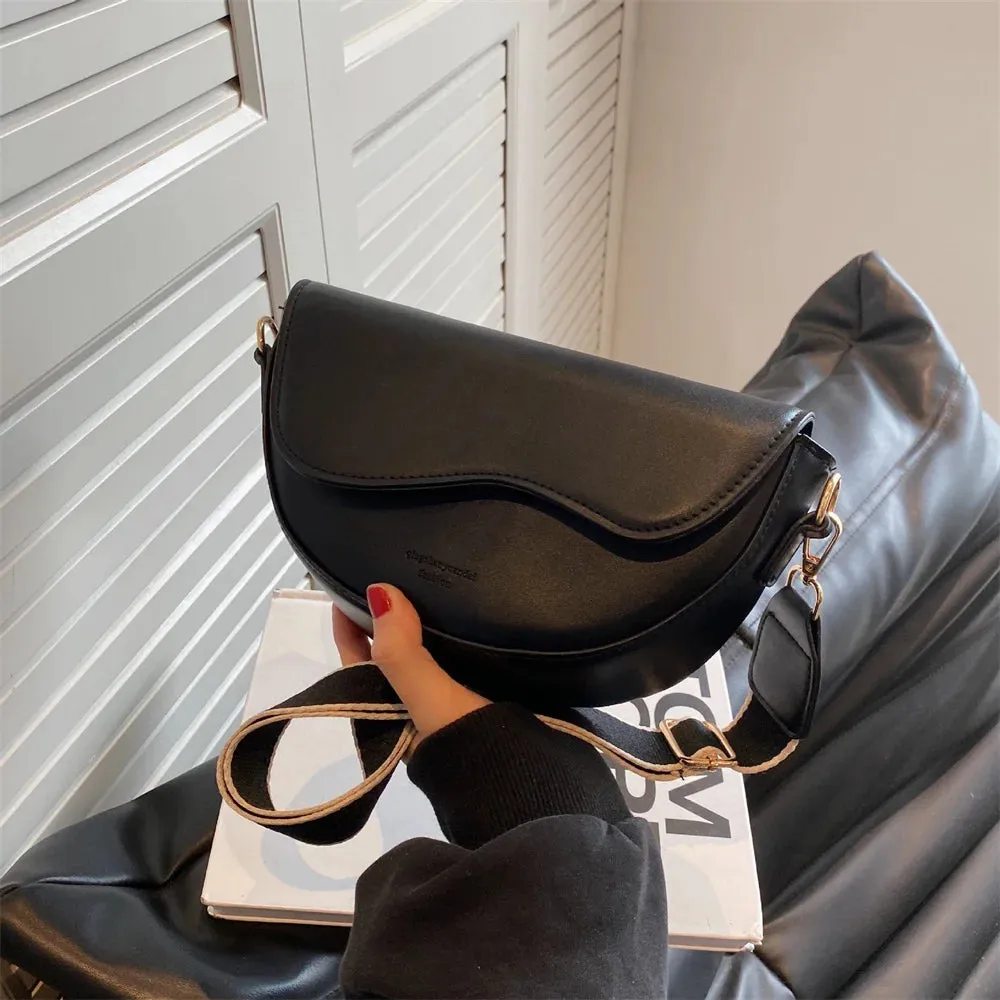 New Pu Leather Women's Crossbody Bag with Red Strap Style
