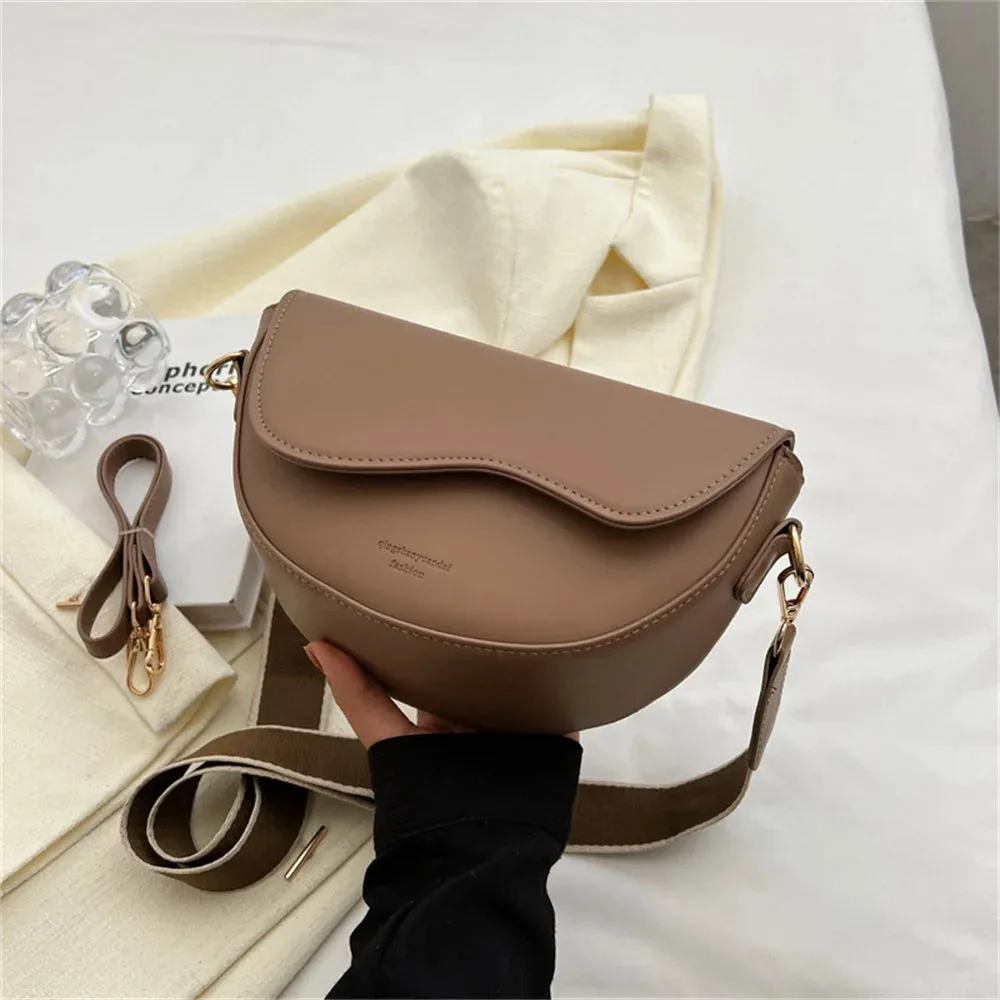 New Pu Leather Women's Crossbody Bag with Red Strap Style