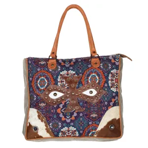 OHLAY WEEKENDER Upcycled Canvas Embossed Hair-on Genuine Leather women bag western handbag purse
