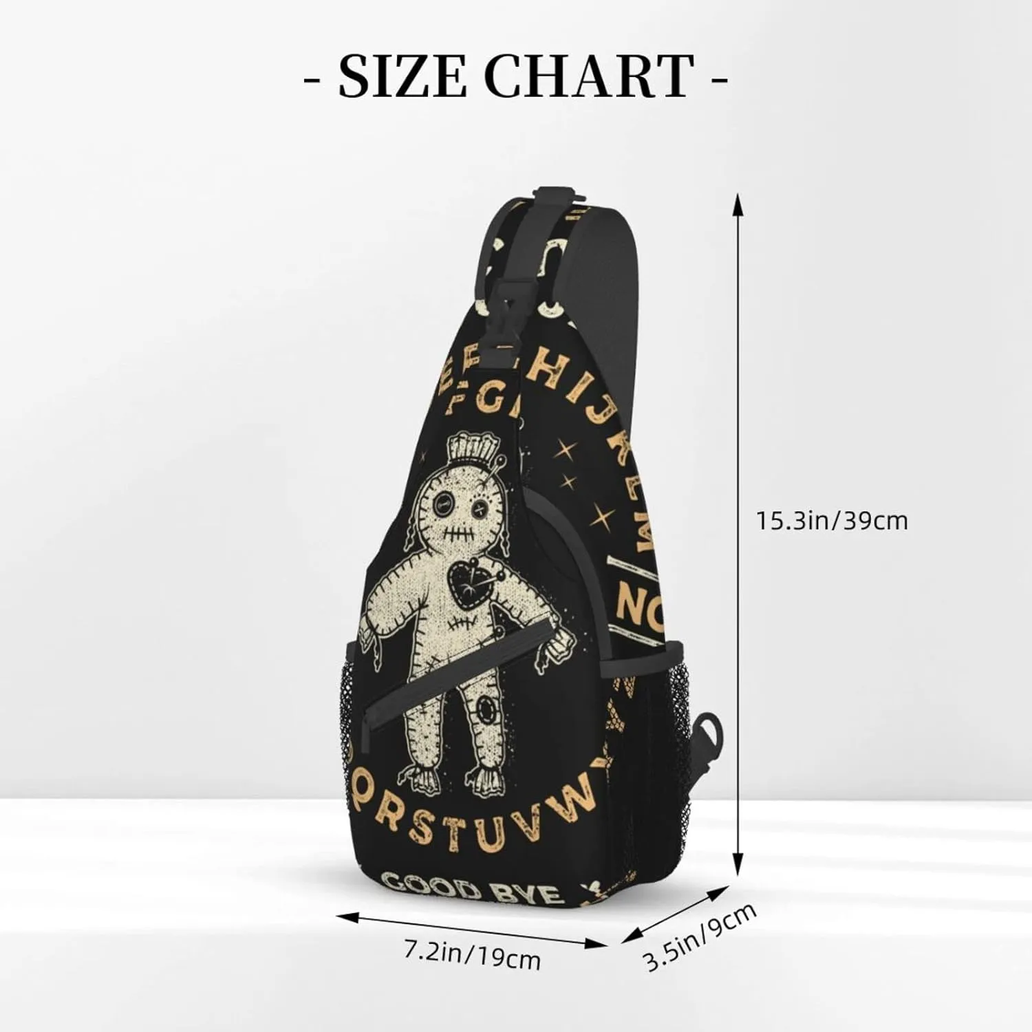 Ouija Board with Voodoo Doll Occultism Set Sling Backpack Crossbody Sling Bag Casual Chest Bags Travel Hiking Daypack Shoulder Bag for Women Men
