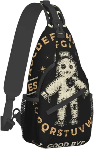 Ouija Board with Voodoo Doll Occultism Set Sling Backpack Crossbody Sling Bag Casual Chest Bags Travel Hiking Daypack Shoulder Bag for Women Men
