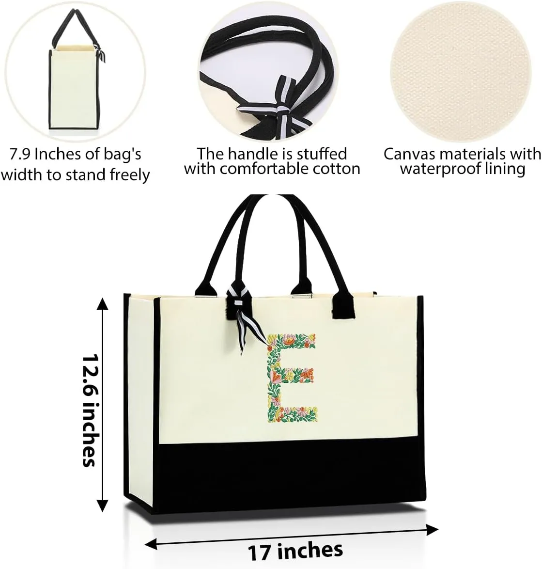 Personalized Gifts Tote Bag Initial Canvas Tote Bag Bachelorette Party Favors Reusable Grocery Bags Monogrammed Gifts