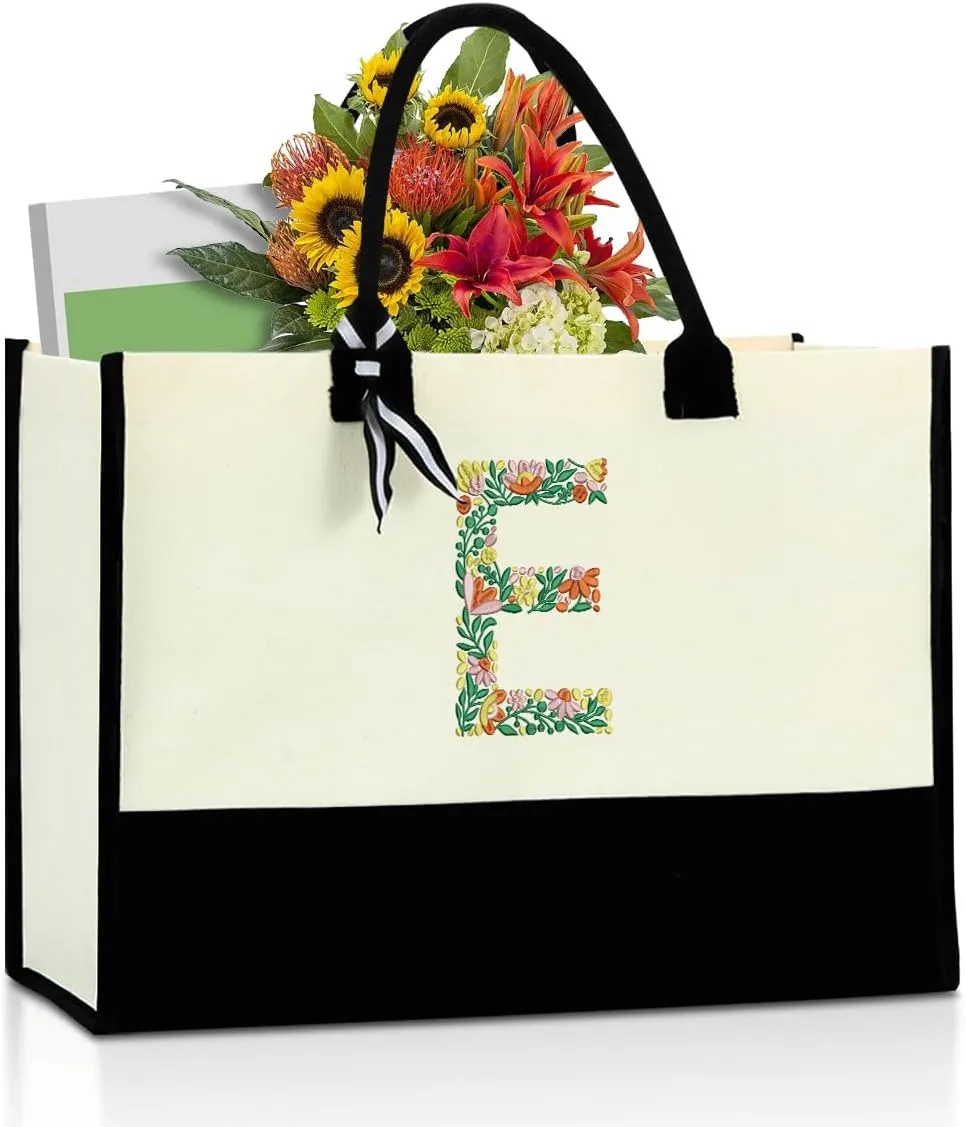 Personalized Gifts Tote Bag Initial Canvas Tote Bag Bachelorette Party Favors Reusable Grocery Bags Monogrammed Gifts