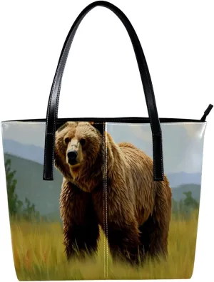 Purses for Women,Tote Bag Aesthetic,Women's Tote Handbags,Bear Meadow