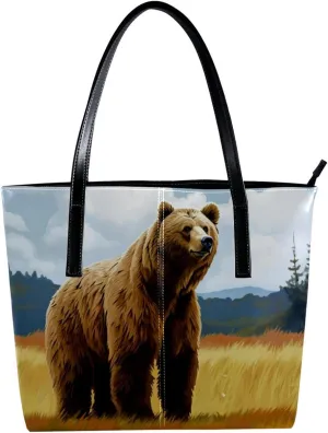 Purses for Women,Tote Bag Aesthetic,Women's Tote Handbags,Bear Meadow