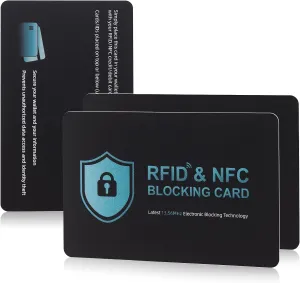 RFID Blocking Card, Contactless NFC Debit Credit Card Passport, Entire Wallet, Purse Protector for Travel Security(2 Pack)