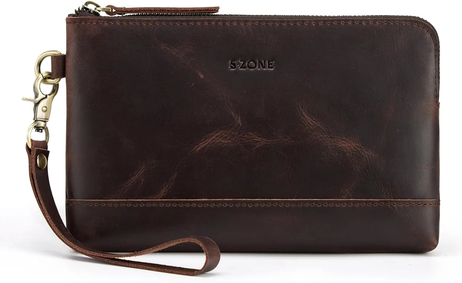 S-ZONE Leather Clutch Purses for Women Wristlet Wallets Small Clutch with Detachable Strap Card Holder Coin Purse