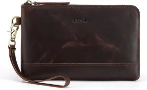 S-ZONE Leather Clutch Purses for Women Wristlet Wallets Small Clutch with Detachable Strap Card Holder Coin Purse