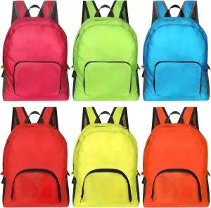 Sherr 6 Pieces 17 Inch Backpacks in Bulk Foldable Basic Colorful Assorted Colors Lightweight Backpacks for Outdoor Travel