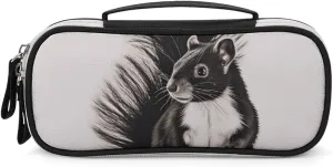 Skunk Leather Makeup Bag Portable Small Cosmetic Organizer Waterproof Toiletry Bags Brushes Pencils And Travel Make Up Accessories