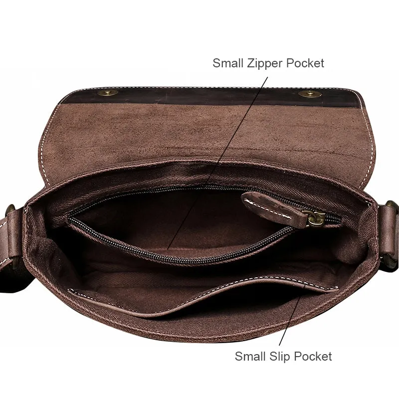 Small Crazy Horse Leather Messenger Bag
