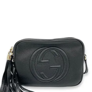 Soho  Black Crossbody Bag in Calfskin, Gold hardware