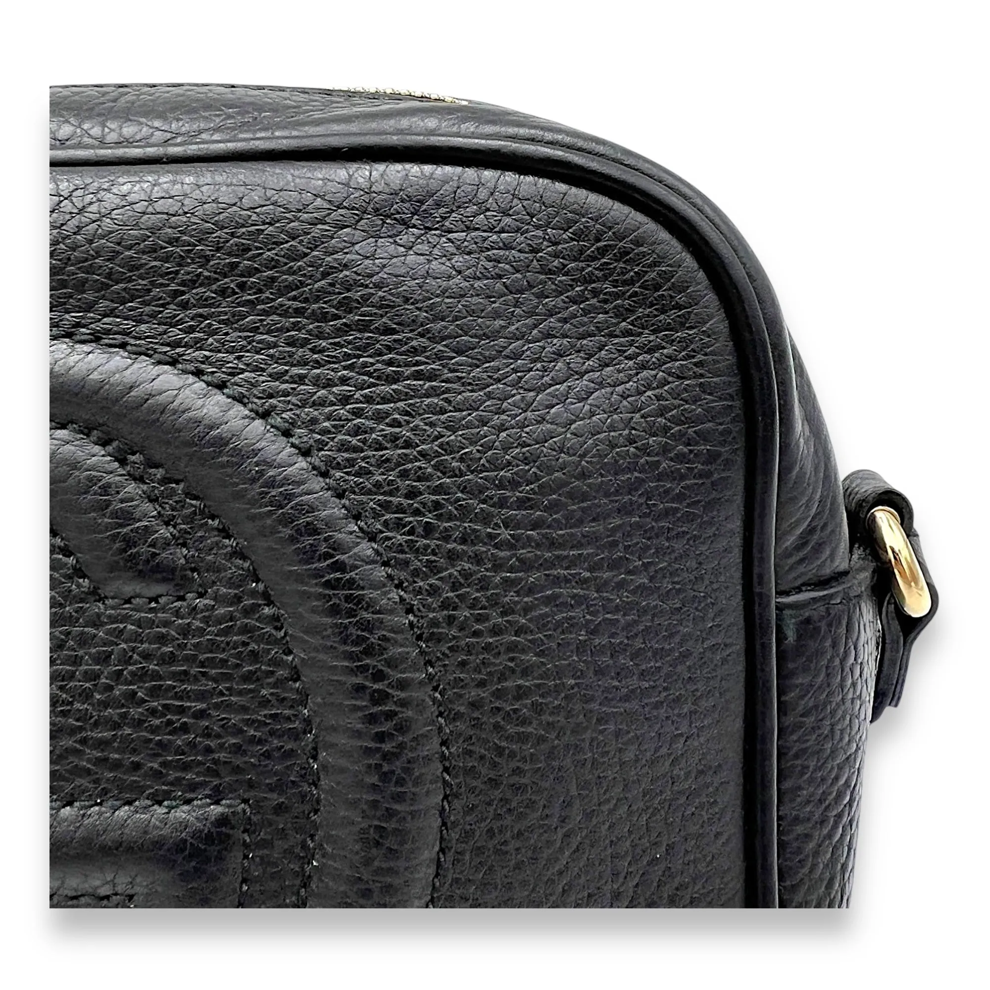 Soho  Black Crossbody Bag in Calfskin, Gold hardware