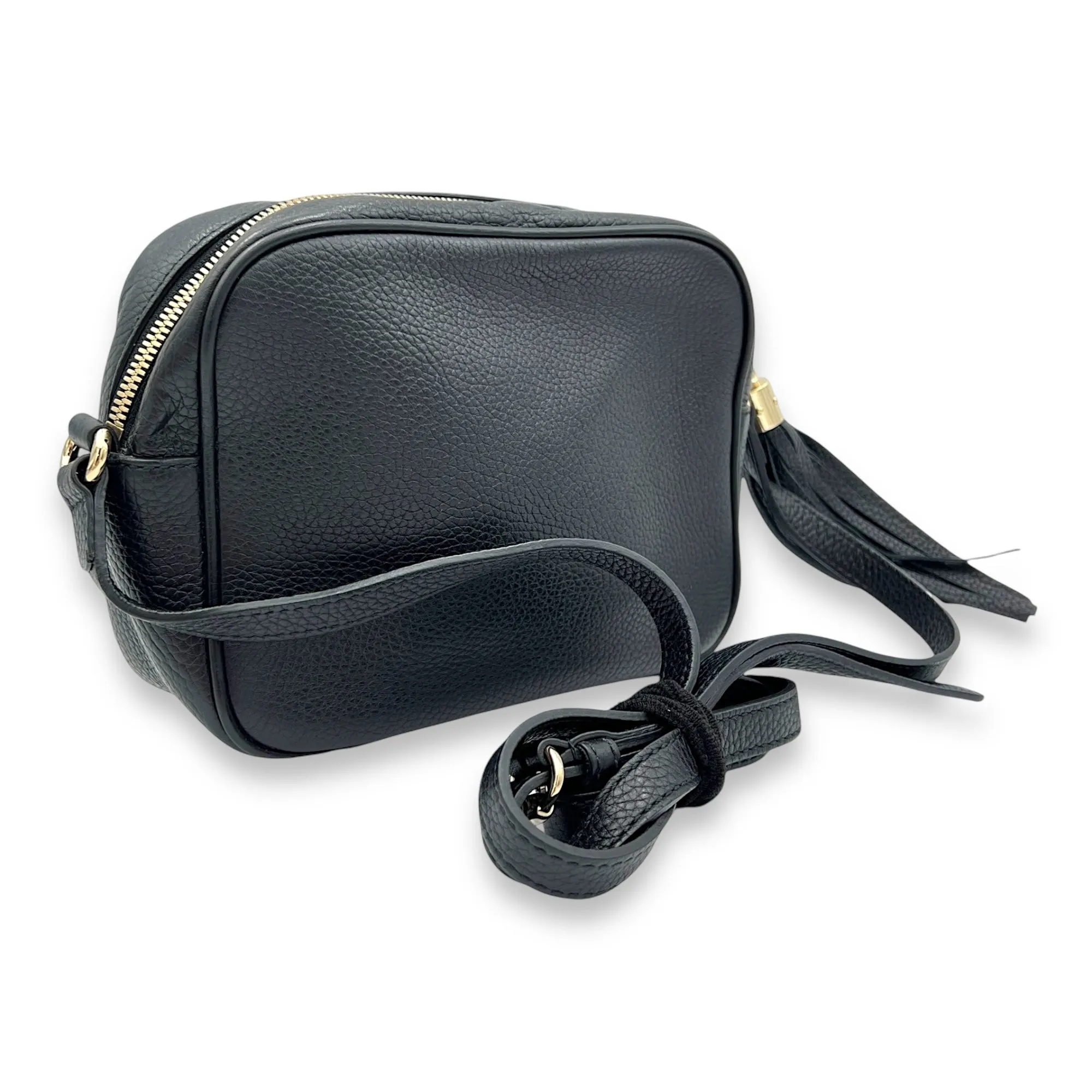 Soho  Black Crossbody Bag in Calfskin, Gold hardware